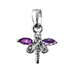 Orgone Ionic Sterling Silver Amethyst & Dragonfly Pendant With Chain